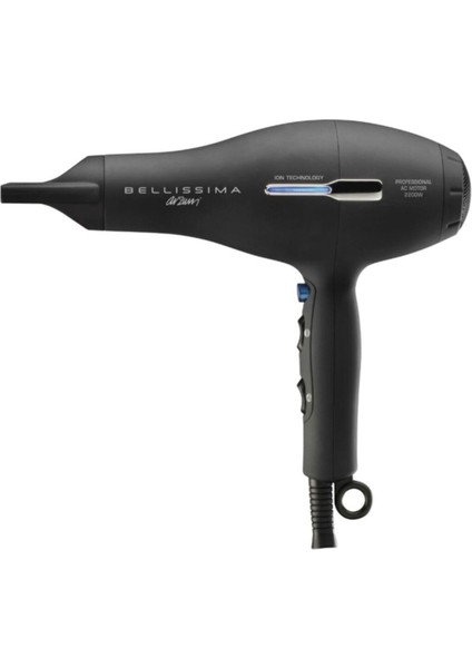 Bellissima 2200W Profesyonel İyonlu Saç Kurutma Makinesi – Güçlü AC Motor, Soğuk Hava Üfleme, 2 Hız Ayarı, Ergonomik Tasarım, Kuaför Kullanımına Uygun