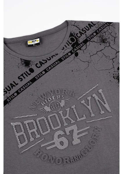 Kadın Gri Baskılı Desen Tişört modelleri