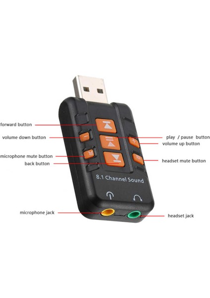 8.1 USB Ses Kartı Virtual Sound 3D - USB Harici Ses Kartı Chipli Versiyon