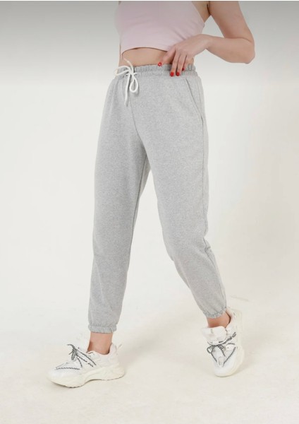 Kadın Jogger Eşofman Altı Gri Lastik Paça modelleri