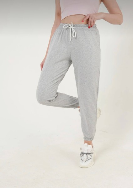 Kadın Jogger Eşofman Altı Gri Lastik Paça fırsatları
