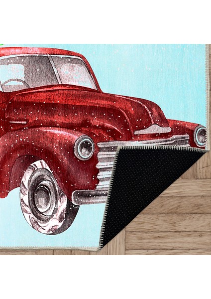 Pamuklu Dokuma ve Kaymaz Taban, Şönil, Ince, Yıkanabilir, Dekoratif Modern Yılbaşı Desenli Halı indirimleri