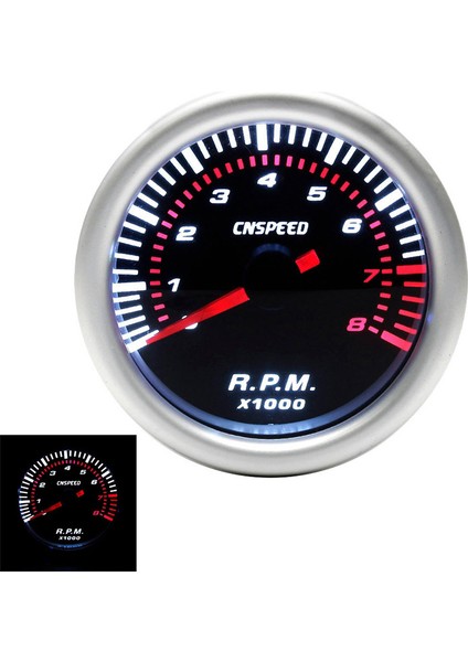 Cnspeed 2 Inç 52MM Oto Araba Takometre Tako Ölçer 0-8000 Rpm 12 V Evrensel Araba Motor Beyaz LED Metre Pointer Rpm (Yurt Dışından)