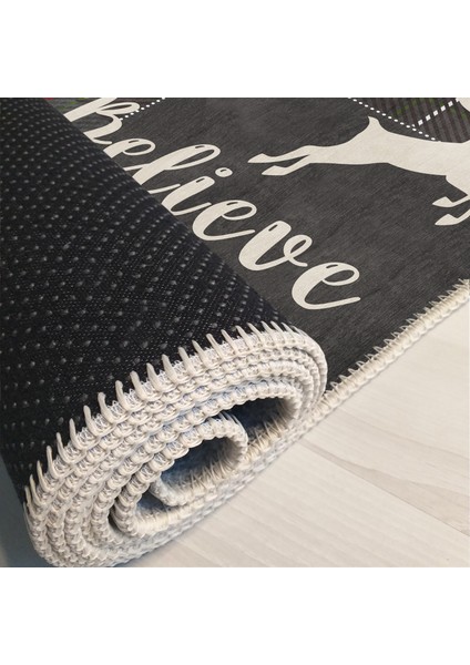 Pamuklu Dokuma ve Kaymaz Taban, Şönil, Ince, Yıkanabilir, Dekoratif Modern Yılbaşı Desenli Halı indirimleri