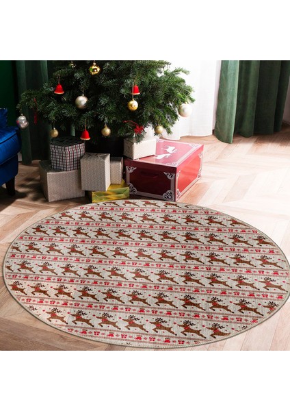 Pamuklu Dokuma ve Kaymaz Taban, Şönil, Ince, Yıkanabilir, Dekoratif Modern Yılbaşı Desenli Halı fiyatları