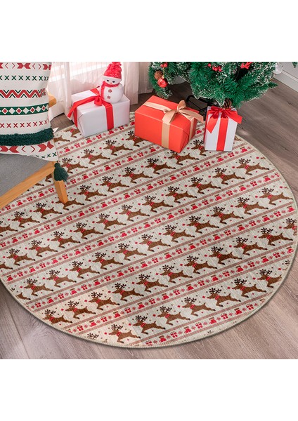 Pamuklu Dokuma ve Kaymaz Taban, Şönil, Ince, Yıkanabilir, Dekoratif Modern Yılbaşı Desenli Halı modelleri