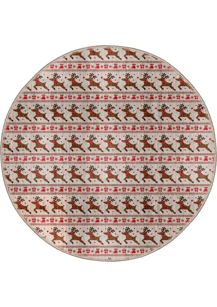 Pamuklu Dokuma ve Kaymaz Taban, Şönil, Ince, Yıkanabilir, Dekoratif Modern Yılbaşı Desenli Halı fırsatları