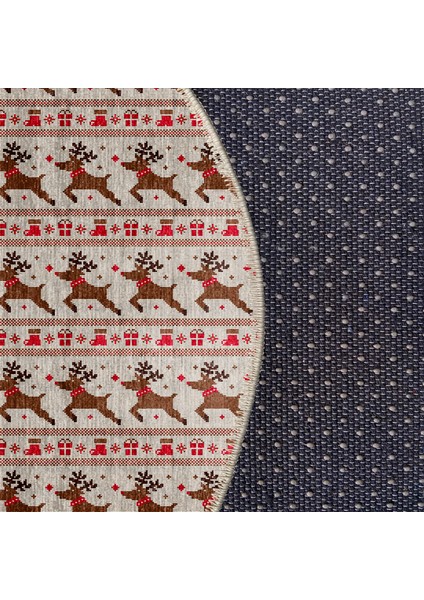 Pamuklu Dokuma ve Kaymaz Taban, Şönil, Ince, Yıkanabilir, Dekoratif Modern Yılbaşı Desenli Halı indirimleri