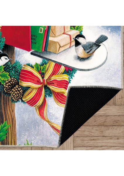 Pamuklu Dokuma ve Kaymaz Taban, Şönil, Ince, Yıkanabilir, Dekoratif Modern Yılbaşı Desenli Halı indirimleri