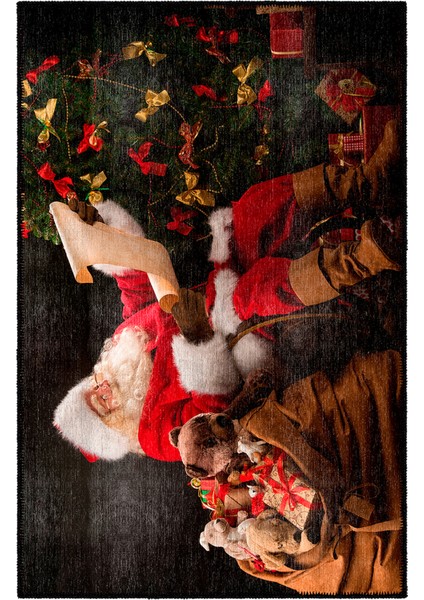 Pamuklu Dokuma ve Kaymaz Taban, Şönil, Ince, Yıkanabilir, Dekoratif Modern Yılbaşı Desenli Halı fırsatları