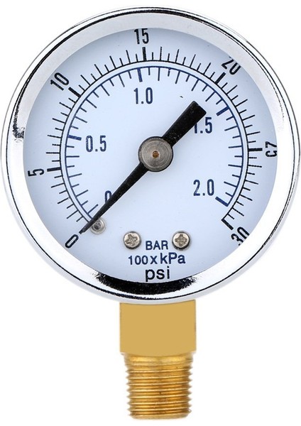 Basınç Göstergesi - 0 - 30 Psi 0 - 2 Bar Mini Kadranlı Gösterge Kompresör Metre Hidrolik Basınç Göstergesi Gösterge Çift Ölçekli Siyah (Yurt Dışından)