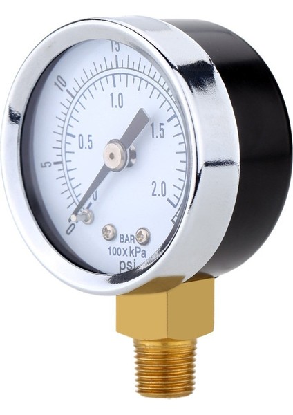 Basınç Göstergesi - 0 - 30 Psi 0 - 2 Bar Mini Kadranlı Gösterge Kompresör Metre Hidrolik Basınç Göstergesi Gösterge Çift Ölçekli Siyah (Yurt Dışından)