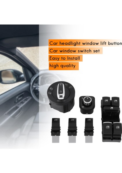 Araba Far Anahtarı + Pencere Kaldırma Anahtarı Volkswagen Golf 5 6 Mk5 6 Jetta 5 6 Passat B6 Touran Koltuk 5ND941431A 5ND959565B (Yurt Dışından)