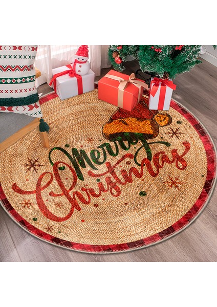 Pamuklu Dokuma ve Kaymaz Taban, Şönil, Ince, Yıkanabilir, Dekoratif Modern Yılbaşı Desenli Halı modelleri