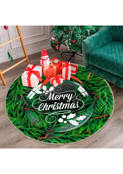 Pamuklu Dokuma ve Kaymaz Taban, Şönil, Ince, Yıkanabilir, Dekoratif Modern Yılbaşı Desenli Halı