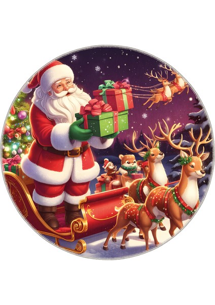 Pamuklu Dokuma ve Kaymaz Taban, Şönil, Ince, Yıkanabilir, Dekoratif Modern Yılbaşı Desenli Halı fırsatları