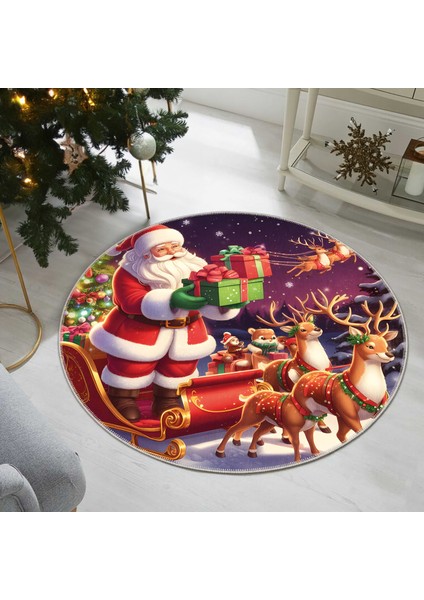 Pamuklu Dokuma ve Kaymaz Taban, Şönil, Ince, Yıkanabilir, Dekoratif Modern Yılbaşı Desenli Halı modelleri