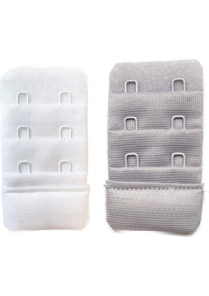 2 Adet Agraf Sütyen Uzatma Kopçası 3 Sıra / 2 Kanca Beyaz Gri