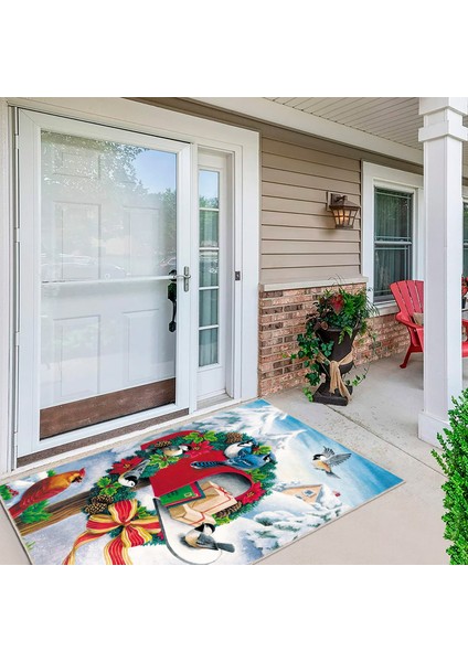 Pamuklu Dokuma ve Kaymaz Taban, Şönil, Ince, Yıkanabilir, Dekoratif Modern Yılbaşı Desenli Halı fiyatları