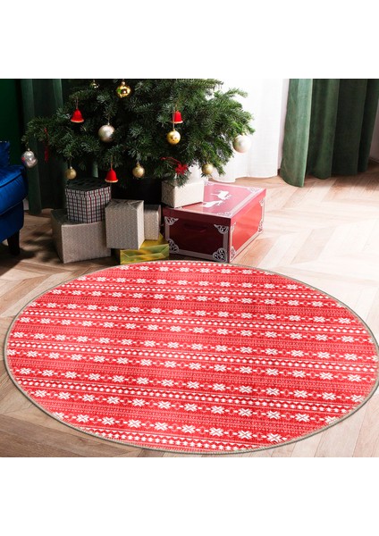 Pamuklu Dokuma ve Kaymaz Taban, Şönil, Ince, Yıkanabilir, Dekoratif Modern Yılbaşı Desenli Halı fiyatları