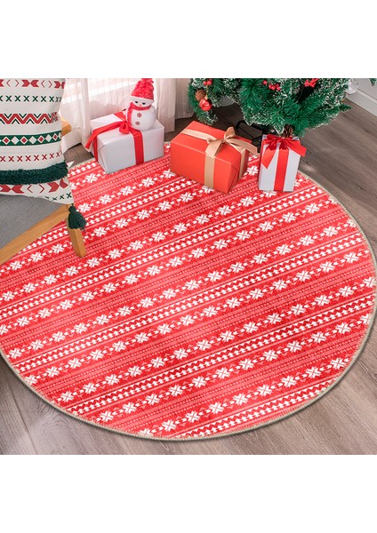 Pamuklu Dokuma ve Kaymaz Taban, Şönil, Ince, Yıkanabilir, Dekoratif Modern Yılbaşı Desenli Halı modelleri