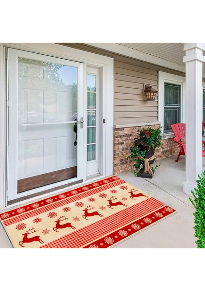 Pamuklu Dokuma ve Kaymaz Taban, Şönil, Ince, Yıkanabilir, Dekoratif Modern Yılbaşı Desenli Halı fiyatları