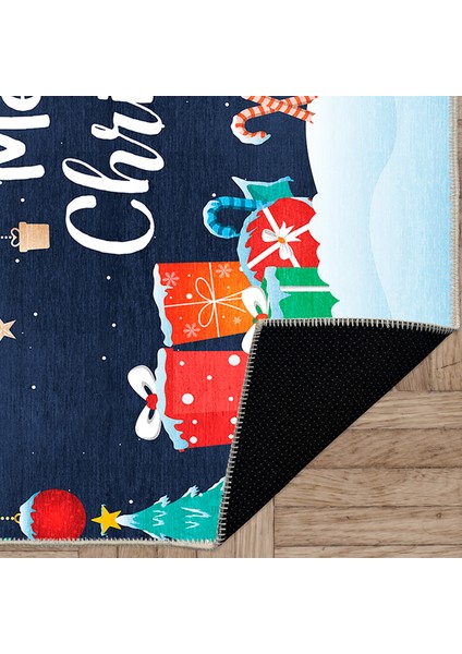 Pamuklu Dokuma ve Kaymaz Taban, Şönil, Ince, Yıkanabilir, Dekoratif Modern Yılbaşı Desenli Halı indirimleri