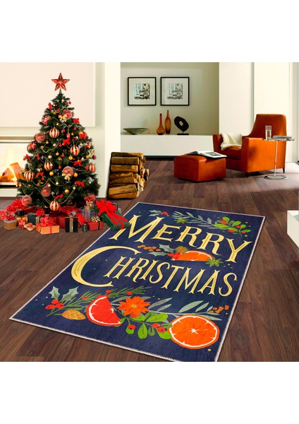 Pamuklu Dokuma ve Kaymaz Taban, Şönil, Ince, Yıkanabilir, Dekoratif Modern Yılbaşı Desenli Halı modelleri