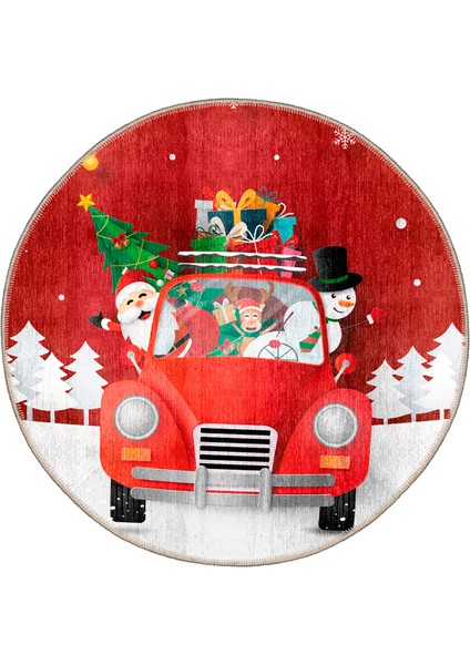 Pamuklu Dokuma ve Kaymaz Taban, Şönil, Ince, Yıkanabilir, Dekoratif Modern Yılbaşı Desenli Halı fırsatları