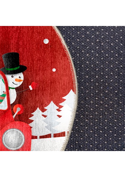 Pamuklu Dokuma ve Kaymaz Taban, Şönil, Ince, Yıkanabilir, Dekoratif Modern Yılbaşı Desenli Halı indirimleri