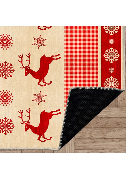 Pamuklu Dokuma ve Kaymaz Taban, Şönil, Ince, Yıkanabilir, Dekoratif Modern Yılbaşı Desenli Halı indirimleri