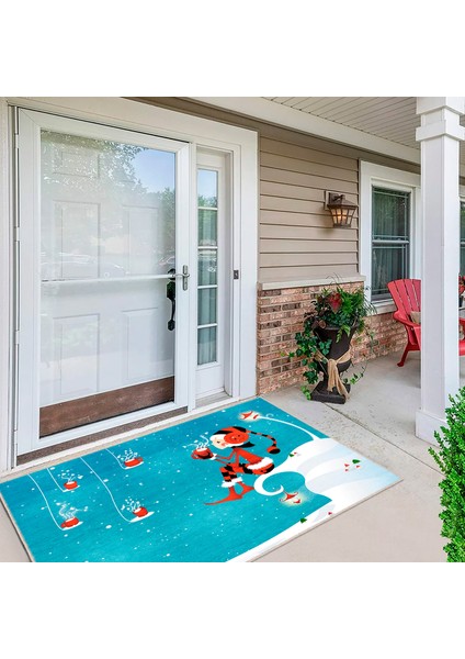 Pamuklu Dokuma ve Kaymaz Taban, Şönil, Ince, Yıkanabilir, Dekoratif Modern Yılbaşı Desenli Halı fiyatları