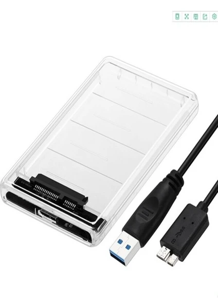 Ulu Bilgisayar 2,5 Inç Sata USB 3.0 Taşınabilir Harddisk -Ssd Kutusu Şeffaf