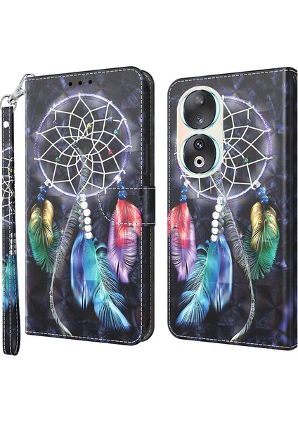 Honor 90 Baskı Deri Flip Cüzdan Telefon Kapağı (Yurt Dışından)