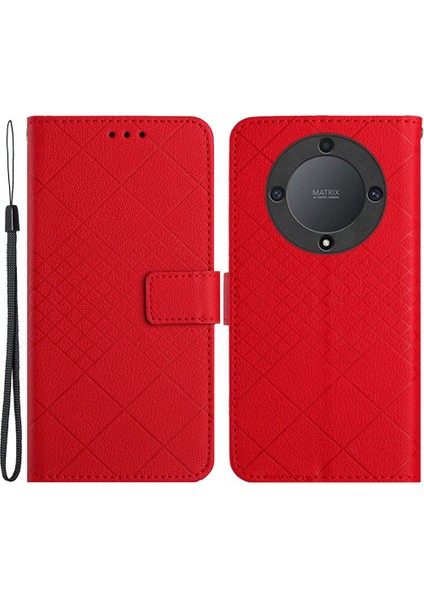 Honor X9B 5g Litchi Doku Çıkmaya Dayanıklı Pu Deri Stand Telefon Kapağı (Yurt Dışından)