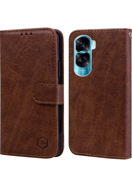 Honor 90 Lite 5g / Honor X50I 5g Telefon Stand Pu Deri Cüzdan Kılıfı Düz ​​renk Kabuğu (Yurt Dışından)