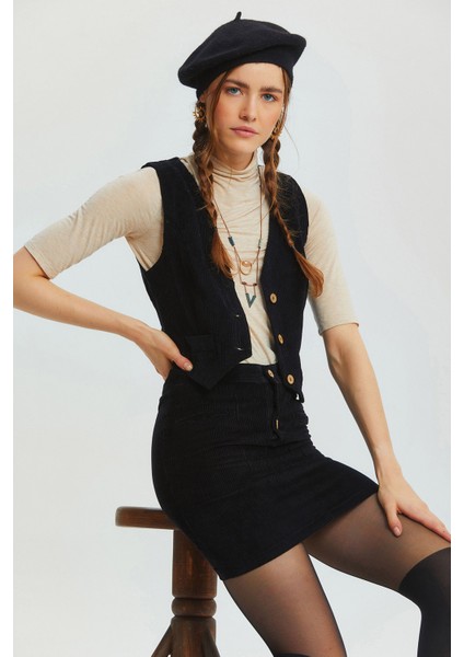 Bohem Tarz V Yaka Klasik Kesim Kadın Yelek Siyah fiyatları