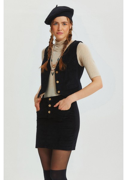 Bohem Tarz V Yaka Klasik Kesim Kadın Yelek Siyah modelleri