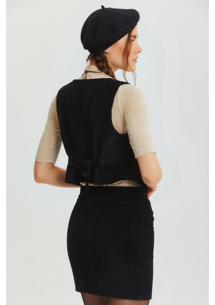 Bohem Tarz V Yaka Klasik Kesim Kadın Yelek Siyah fırsatları