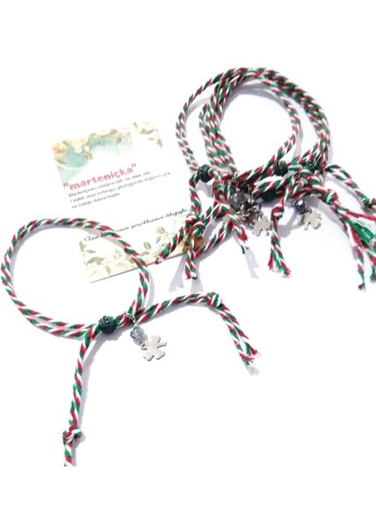 Beş Adet Yonca ve Parlak Kristal Boncuklu Yılbaşı Marteniçka Bileklik modelleri