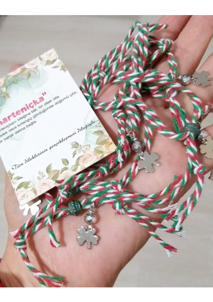 Beş Adet Yonca ve Parlak Kristal Boncuklu Yılbaşı Marteniçka Bileklik indirimleri