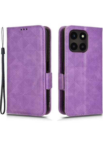 Honor X6A 4g Kasa Baskılı Üçgen Standı Pu Deri Telefon Kapağı (Yurt Dışından)