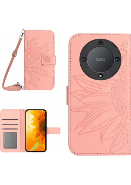 Honor X9B 5g Kasa Kayışlı Deri Anti-Çizik Telefon Kapağı (Yurt Dışından)
