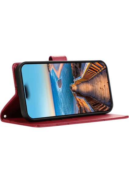 Honor 90 Pro Vaka Çizgileri Strap ile Pu Deri Telefon Kapağı (Yurt Dışından)