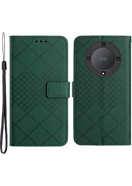 Honor X9A 5g / X40 5g / Magic5 Lite 5g Rhombus Baskılı Pu Deri Telefon Kapağı (Yurt Dışından)