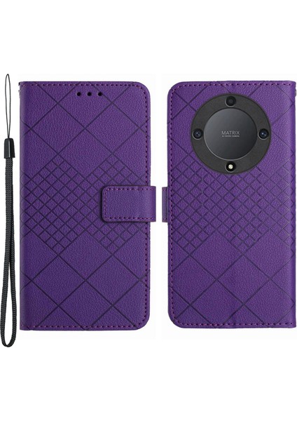 Honor X9A 5g / X40 5g / Magic5 Lite 5g Rhombus Baskılı Pu Deri Telefon Kapağı (Yurt Dışından)