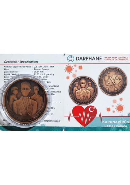 Virüs Hatıra Parası, Hatıra Bronz Para .(Sertifikalı)