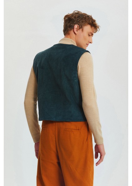 Kadife Klasik Kesim Bohem Erkek Yelek Petrol fırsatları