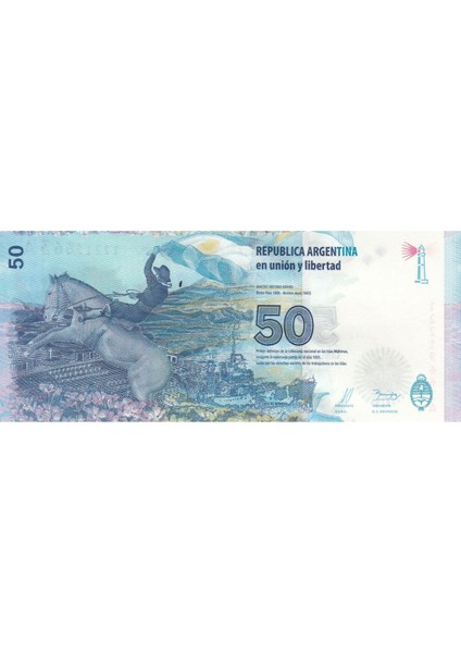 Arjantin 50 Peso, 2015, Yabancı Eski Kağıt Para "çil" modelleri