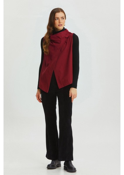 Yaka Detaylı Bohem Kadın Yelek Bordo fiyatları